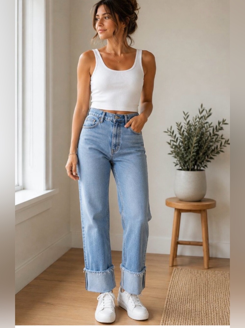 Abercrombie 90’s Straight Ultra High Rise Cuffed Jeans Light Wash 28/6